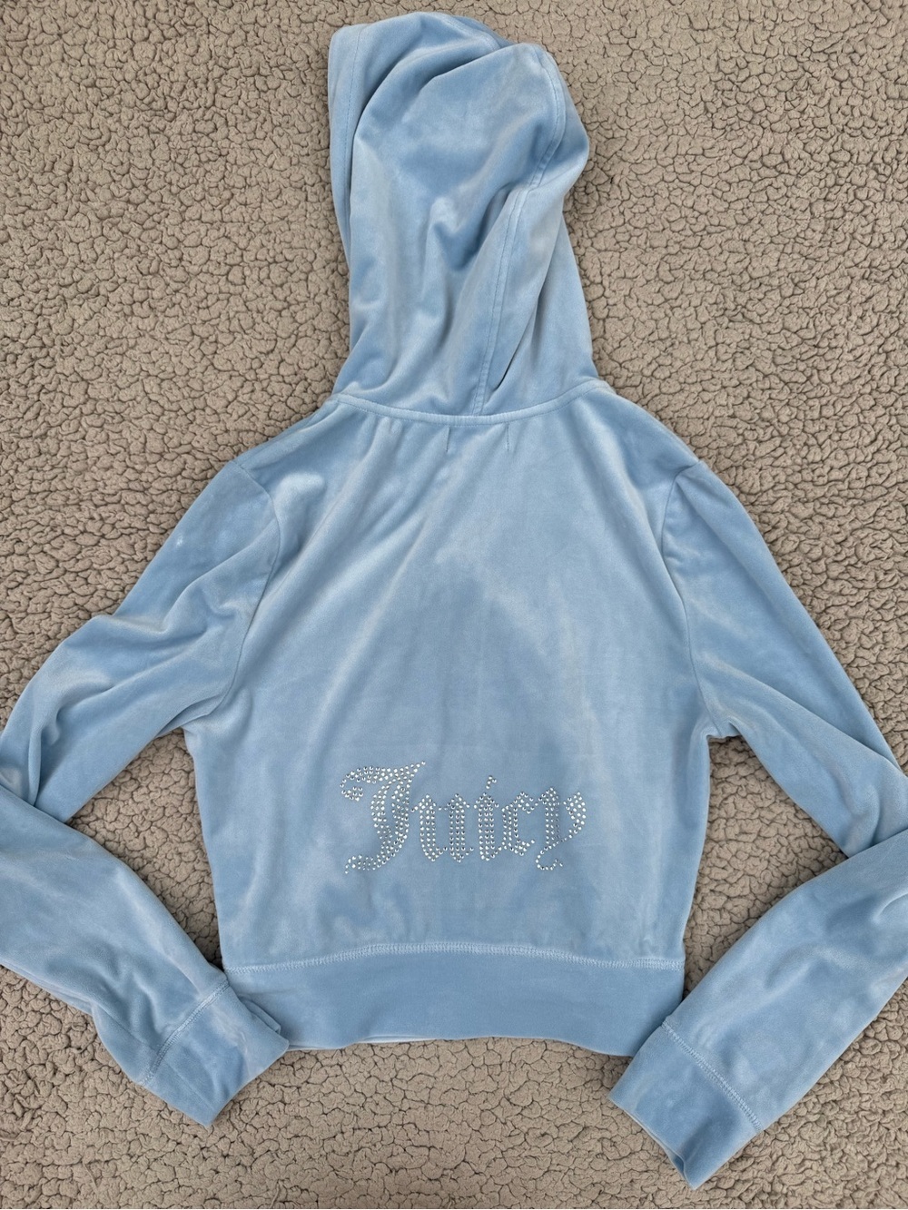 Juicy Couture Pale Blue Rhinestone Logo Velour Zip Hoodie - Picture 3 of 4